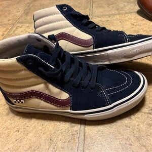 Vans Men's Navy and Beige High-Top PopCush Sneakers
